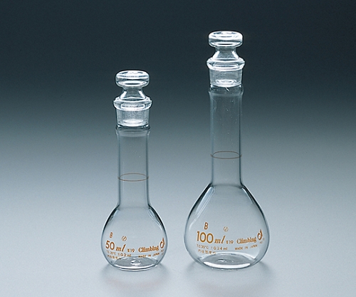 61-0101-02-24 短型メスフラスコ 白 50ml 1本入 JCSS校正証明 