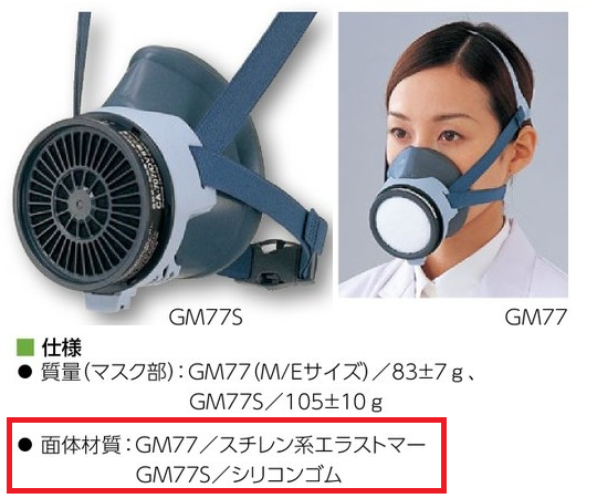 61-0473-70 直結式小型防毒マスク GM77(MEE)