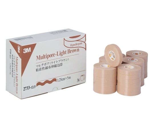 61-0496-99 マルチポア（TM） ライトブラウン粘着性 綿布伸縮包帯 12.5