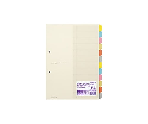 61-0549-87 カラー仕切カード（ファイル用） Ａ４縦 １２山＋扉紙 ２穴 ５組入 シキ-100N