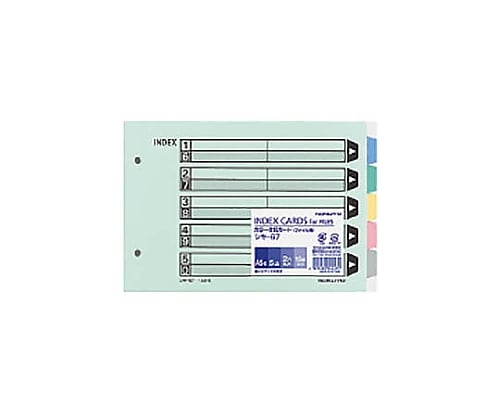 61-0550-11 カラー仕切カード（ファイル用） Ａ５横 ５山＋扉紙 ２穴 １０組入 シキ-67