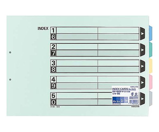 61-0550-18 カラー仕切カード A3横 5山 10組 ｼｷ-95 【AXEL】 アズワン