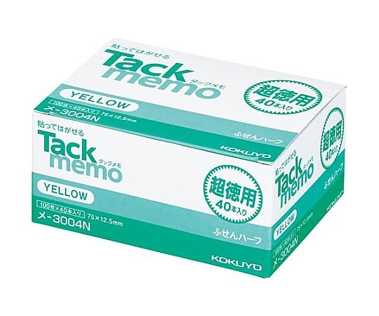 タックメモ超徳用 75×12.5 黄100枚40冊　ﾒ-3004