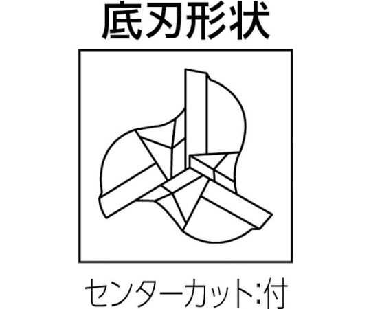 3枚刃エムスタースローティング 超硬スクエアエンドミルミディアム刃長（M）1mm　MSMHZDD0100