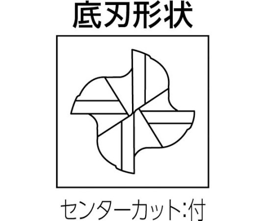 4枚刃エムスター汎用 超硬スクエアエンドミルミディアム刃長（M）18mm　MS4MCD1800