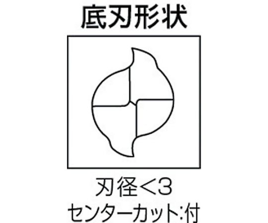 61-1300-52 2枚刃汎用 ハイススクエアエンドミルロング刃長（L）1mm