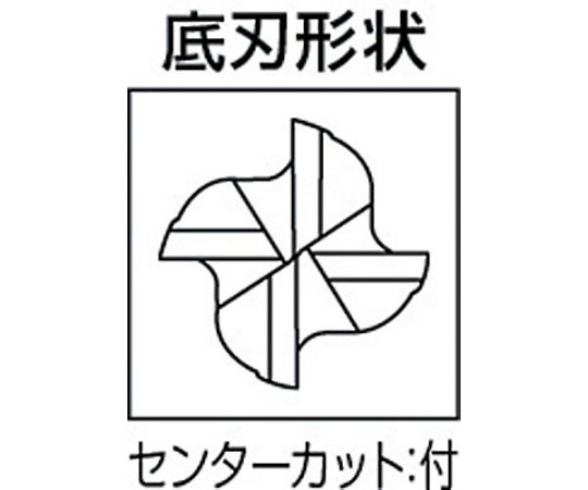 61-1304-34 4枚刃センタカット ハイススクエアエンドミルロング刃長（L