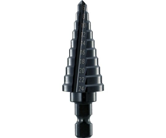 ステップドリル 2枚刃黒染め表面処理 6～24mm 段数10 NMS-24