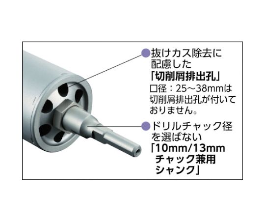 "単機能コアドリルE＆S" 複合材用 38mm ストレートシャンク ES-F38ST