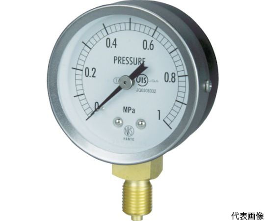 JIS汎用形圧力計A枠（ストレート） 圧力レンジ（MPa）：0.0～0.16 GS50-121-0.16MP