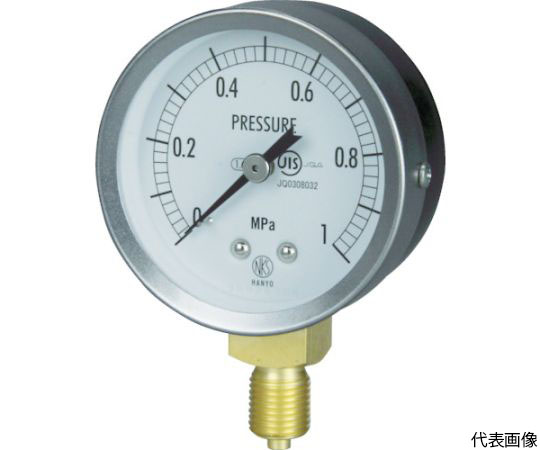 JIS汎用形圧力計A枠（ストレート） 圧力レンジ（MPa）：0.0～0.25 GS50-121-0.25MP