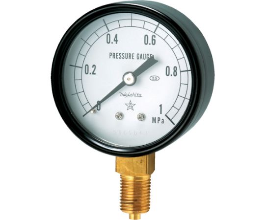 一般圧力計（A枠立型・φ60） 圧力レンジ0.0～0.10MPa G211-111-V-0.1MP