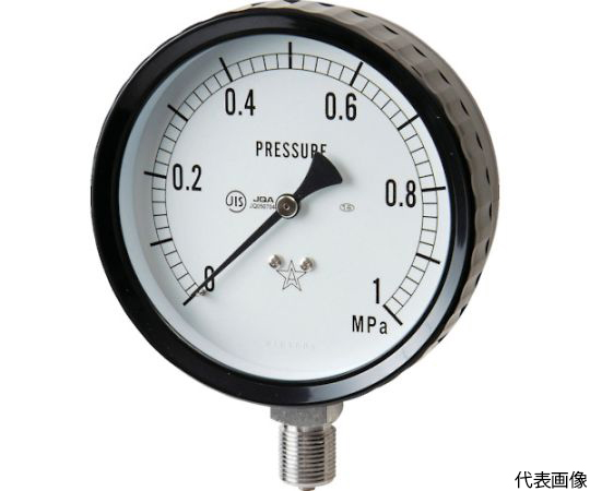 61-1879-16 ステンレス圧力計（A枠立型・φ100） 圧力レンジ0～0.50MPa