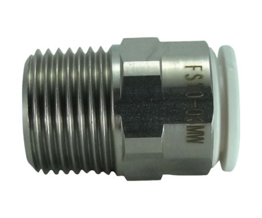 ファイブSUSメイルコネクタ　白　10mm・R3/8