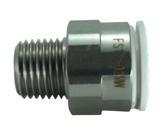 ファイブSUSメイルコネクタ　白　12mm・R1/4