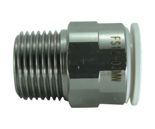 ファイブSUSメイルコネクタ　白　12mm・R3/8