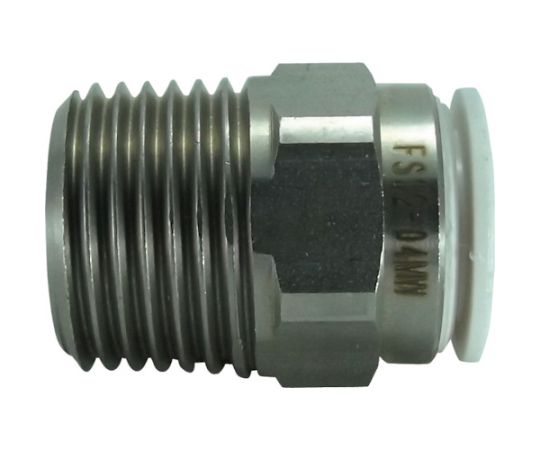 ファイブSUSメイルコネクタ　白　12mm・R1/2