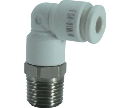 ファイブSUSメイルエルボ　白　4mm・R1/8