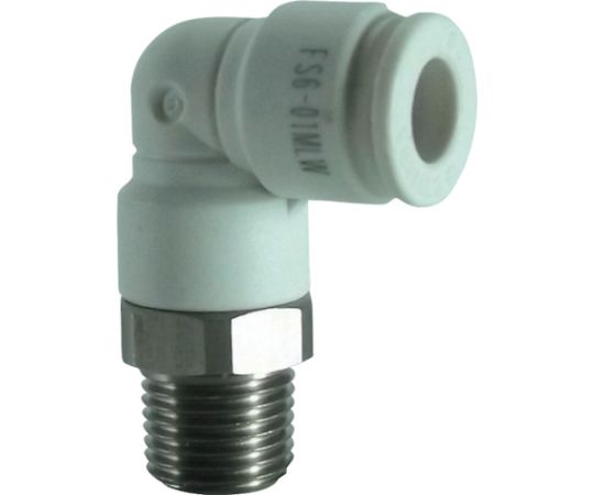 ファイブSUSメイルエルボ　白　6mm・R1/8