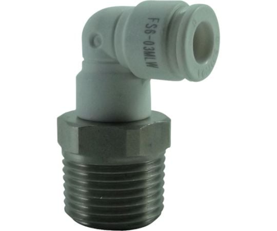 ファイブSUSメイルエルボ　白　6mm・R3/8