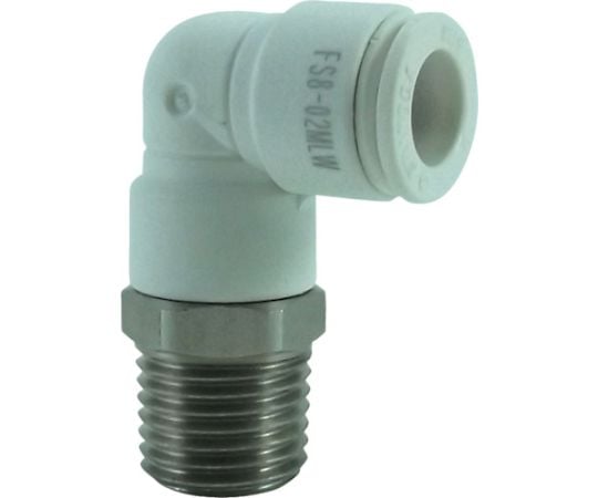 ファイブSUSメイルエルボ　白　8mm・R1/4