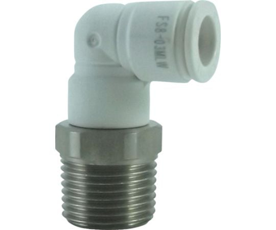 ファイブSUSメイルエルボ　白　8mm・R3/8