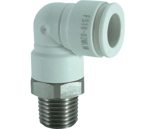 ファイブSUSメイルエルボ　白　10mm・R1/4