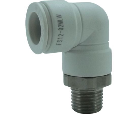 ファイブSUSメイルエルボ　白　12mm・R1/4