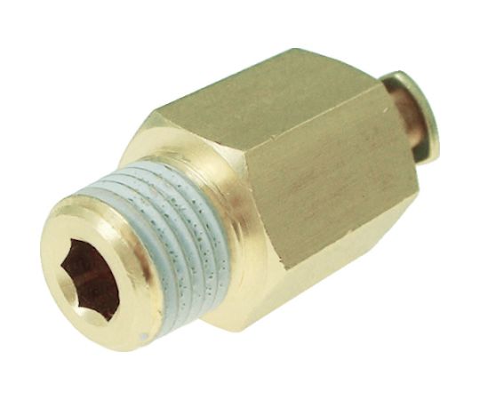 チューブ継手（エルボ） タッチコネクター ニップルコネクター（金属） 適合チューブ外径D：6mm 接続口径：R1/8