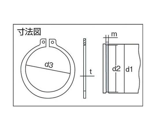 スナップリング軸用 ステンレス サイズS-18 11個入 B90-0018