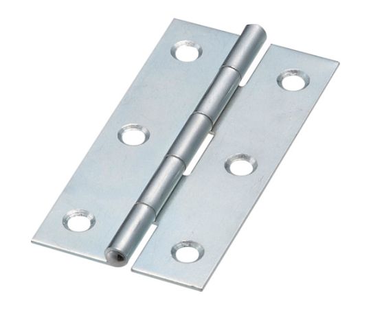 スチール製薄口普通蝶番 三価クロムメッキ仕上げ 全長63.5mm