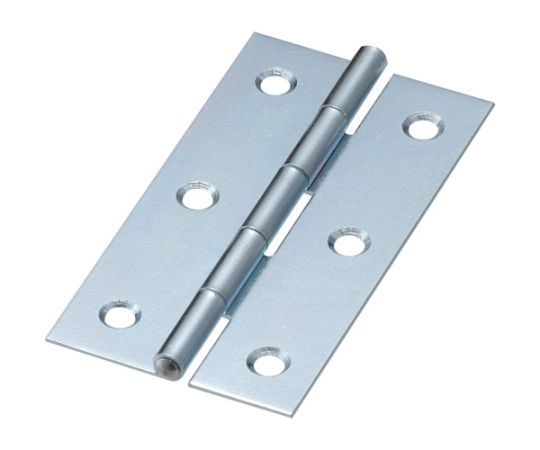スチール製薄口普通蝶番 三価クロムメッキ仕上げ 全長76.0mm