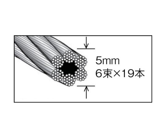 61-2100-62 メッキ付ワイヤロープ Φ5mmX10m CWM-5S10 【AXEL】 アズワン