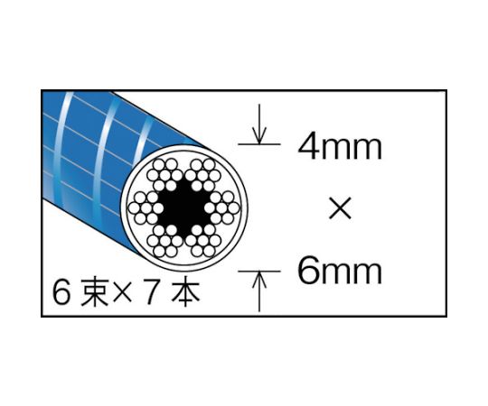 61-2100-99 メッキ付ワイヤロープ PVC被覆タイプ Φ4（6）mmX50m CWP