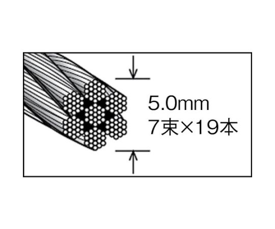 61-2101-36 ステンレスワイヤロープ Φ5.0mmX10m CWS-5S10 【AXEL
