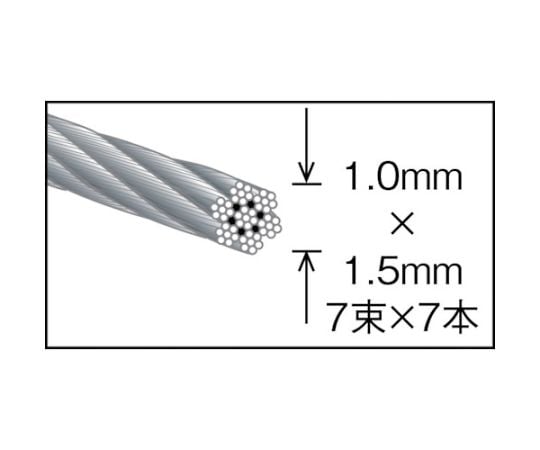 ステンレスワイヤロープ　ナイロン被覆　Φ1.0（1.5）mmX20　CWC-1S200