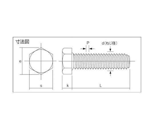 61-2133-42 六角ボルト スチール ユニクロ 全ねじ M6×55 （250本入