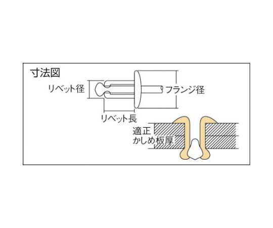 ブラインドリベット・ラージフランジ　アルミ/スティール6-8　（500本入）　NSA68LF