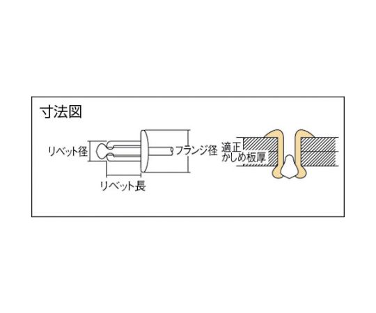 高強度ブラインドリベット Sボルト（丸頭） Φ4.8/板厚11.0mm （500本入）　SNS48110