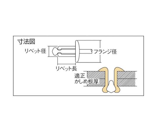 61-2174-54 ブラインドリベット（ステンレス/スティール製） 6-3（1000