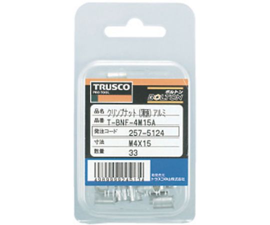 売れ済特注 TRUSCO クリンプナット薄頭アルミ 板厚2.5 M5X0.8 1000個入