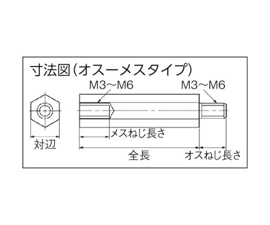 絶縁POMスペーサー　SJB-M3　オス-メス　100個　ネジ径M3　全長30　SJB-330