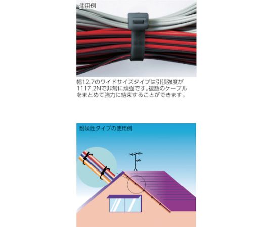 61-2239-37 ケーブルタイ幅2.5mm×250mm最大結束Φ80耐候性 100本 TRCV