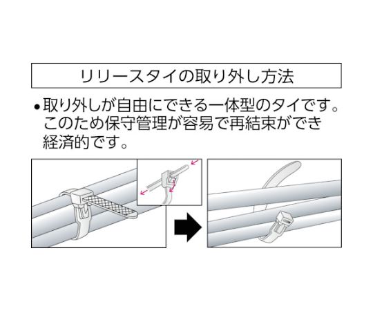 61-2241-95 リリースタイ幅12.8mmX482mm最大結束φ140耐候性 TRRCV-480W