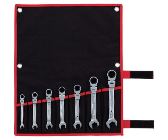 コンビネーションラチェットレンチ 首振クイックラチェットめがねレンチセット 7点セット