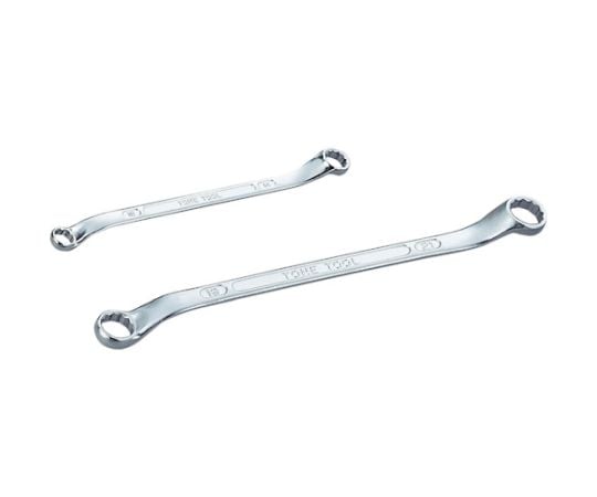 両口ロングメカニックめがねレンチ（45°×10°） 対辺寸法19×21mm 全長306mm