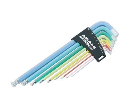 9色カラー六角棒ボールポイントレンチ9本組