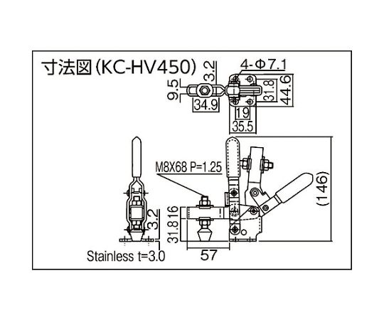 ハンドル縦型トグルクランプ No.HV450 KC-HV450