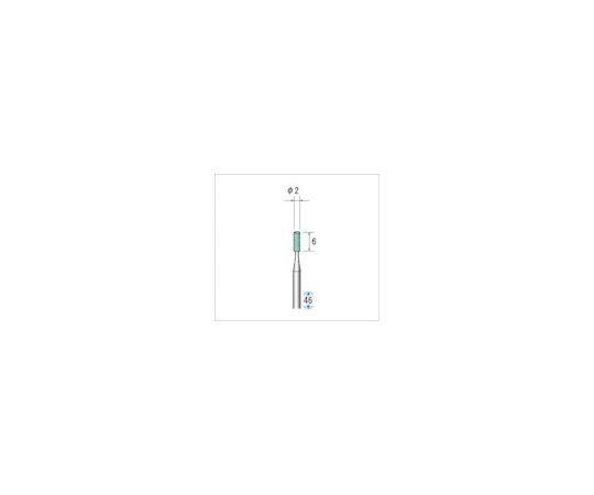 軸付砥石（1Pk（袋）=10本）粒度100　グリーン　円筒　外径2mm