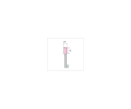 軸付砥石（1Pk（袋）=10本入）粒度#60 ピンク 円筒 外径6mm